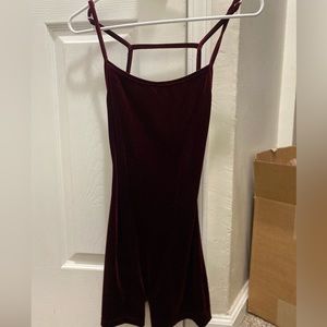 maroon body con jump suit